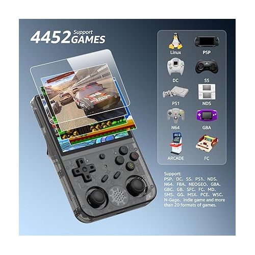  RG353VS Retro Handheld Game Linux System Built- in 4452 Games,RG353VS Emulator Handheld Console RK3566 Supports 5G WiFi 4.2 Bluetooth Online Fighting,Streaming and HDMI RG353VS