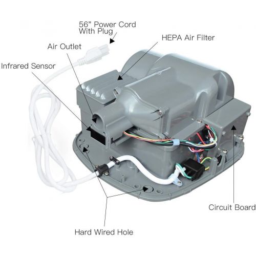  JETWELL High Speed Commercial Automatic Hand Dryer - Heavy Duty Stainless Steel - Warm Wind Hand Blower