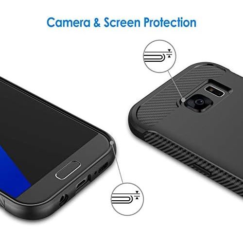  [아마존베스트]JETech Case for Samsung Galaxy S7 Protective Cover with Shock-Absorption and Carbon Fiber Design (Black)