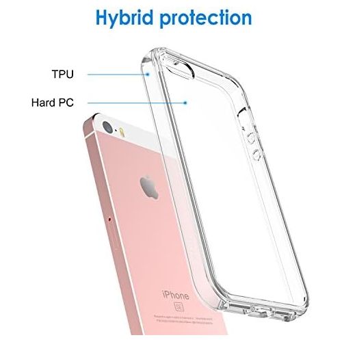  [아마존베스트]JETech Case for Apple iPhone SE 5S 5, Shock-Absorption Bumper Cover, Anti-Scratch Clear Back, Crystal Clear