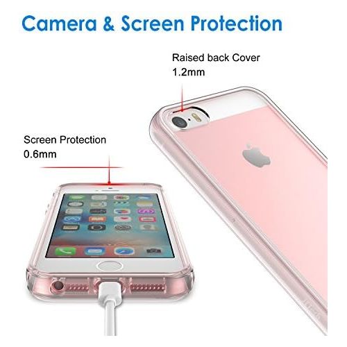  [아마존베스트]JETech Case for Apple iPhone SE 5S 5, Shock-Absorption Bumper Cover, Anti-Scratch Clear Back, Crystal Clear