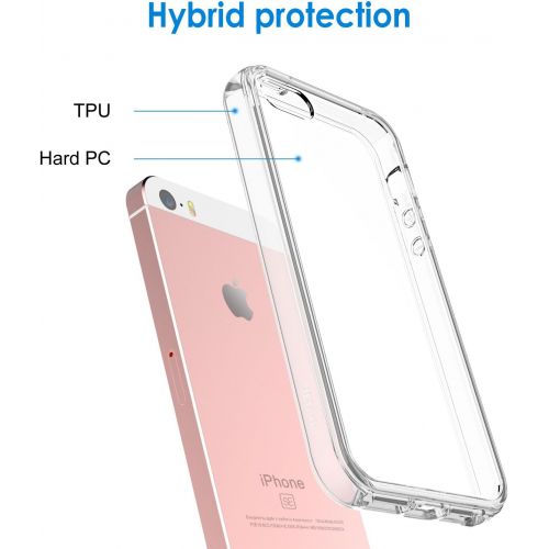  [아마존베스트]JETech Case for Apple iPhone SE 5S 5, Shock-Absorption Bumper Cover, Anti-Scratch Clear Back, Crystal Clear