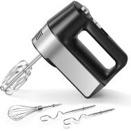 JEWJIO Hand Mixer Electric 5-Speed Handheld Kitchen Mixer for Cake, Egg White, Yeast Dough, Include 5 Stainless Steel Accessories, (2 Beaters, 2 Dough Hooks & 1 Whisk), with Eject/ Turbo