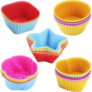 Reusable Silicone Cupcake Baking Cups 12 Pack, 2.75 inch Silicone Baking Cups, Reusable & Non-stick Muffin Cupcake Liners for Party Halloween Christmas (Pack of 30,Multicolor,5 styles)