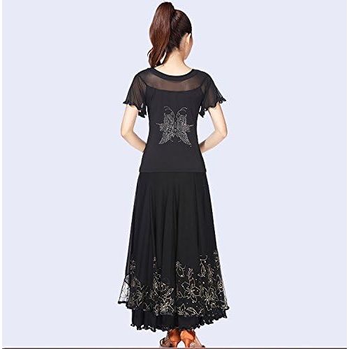  JEZISYMA Womens Ballroom Smooth Standard Spanish Waltz Party Swing Long Dance Skirt