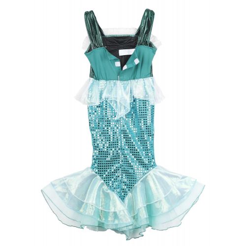  JFEELE Little Mermaid Dress for Girls Turquoise - Fairy Sequins Mermaid Costume Outfit