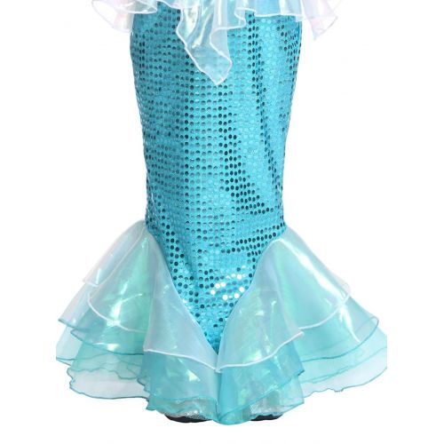  JFEELE Little Mermaid Dress for Girls Turquoise - Fairy Sequins Mermaid Costume Outfit