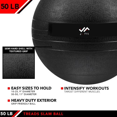  j/fit Dead Weight Slam Ball for Strength & Conditioning WODs, Plyometric and Core Training, and Cardio Workouts - Available in Many Weights and Styles