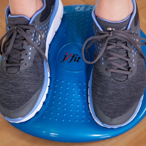  j/fit Inflatable Balance & Stability Disc: 13 Large Yoga Wobble Cushion Trainer with Pump - Core Fitness & Workout Equipment Discs for Home - Office Chair, Ankle Strength Training