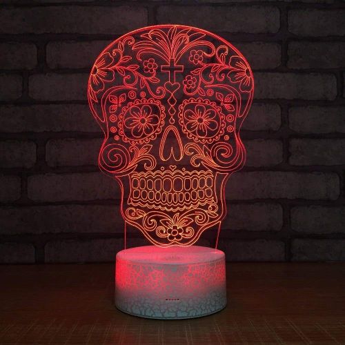  JFSJDF Novelty Skull 3D Night Light LED 7 Colors Mood Lamp USB 3D Illusion Table Lamp Remote Control Touch Switch Atmosphere Lamp