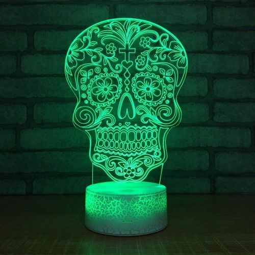  JFSJDF Novelty Skull 3D Night Light LED 7 Colors Mood Lamp USB 3D Illusion Table Lamp Remote Control Touch Switch Atmosphere Lamp