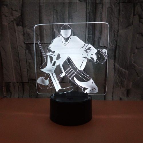  JFSJDF Ice Hockey 3D Night Light Acrylic USB Colorful Mood Lights Remote Touch Atmosphere Lamp Mood Light Table 3D Illusion Lamp