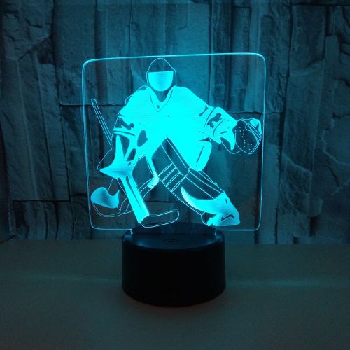  JFSJDF Ice Hockey 3D Night Light Acrylic USB Colorful Mood Lights Remote Touch Atmosphere Lamp Mood Light Table 3D Illusion Lamp