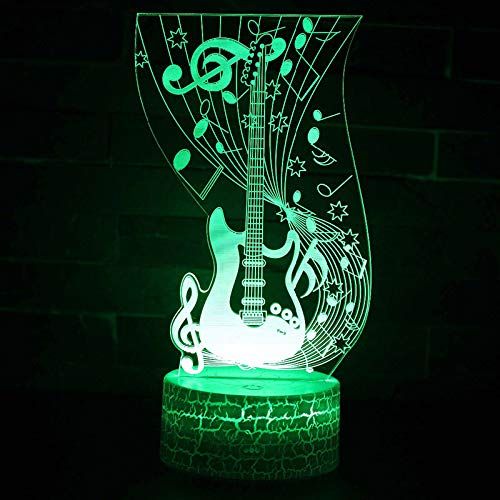  JFSJDF Musical Note Guitar Theme 3D Lamp Led Night Light 7 Color Change Touch Mood Lamp Christmas Present