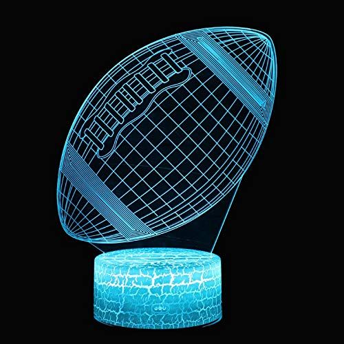  JFSJDF Rugby Theme 3D Lamp Led Night Light 7 Color Change Touch Mood Lamp Christmas Present