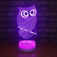 JFSJDF Owl 3D Night Light RGB Changeable Mood Lamp Led Light Dc 5V USB Decorative Acrylic...
