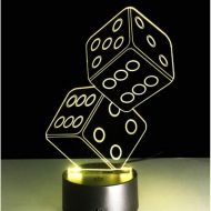 JFSJDF Casino Poker Dice Light 3D Illusion Nightlight Table Desk Bedroom Bedside Lamp Decoration 5V...