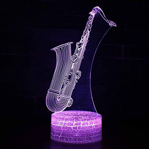  JFSJDF Music Instrument Saxophone Theme 3D Lamp Led Night Light 7 Color Change Touch Mood Lamp...