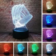 JFSJDF Novelty Softball Mitt Nightlight 7 Color Changing LED Lamp Mood 3D Baseball Glove Bedroom...