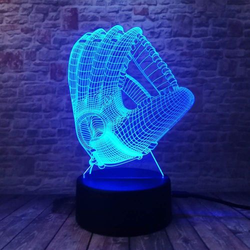  JFSJDF Novelty Softball Mitt Nightlight 7 Color Changing LED Lamp Mood 3D Baseball Glove Bedroom...