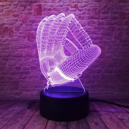  JFSJDF Novelty Softball Mitt Nightlight 7 Color Changing LED Lamp Mood 3D Baseball Glove Bedroom...