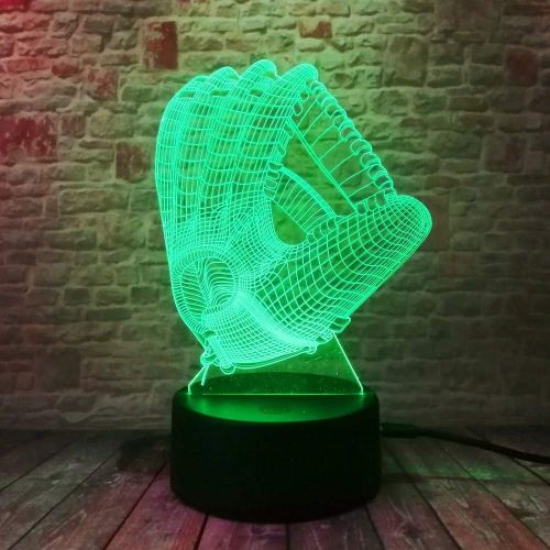  JFSJDF Novelty Softball Mitt Nightlight 7 Color Changing LED Lamp Mood 3D Baseball Glove Bedroom...