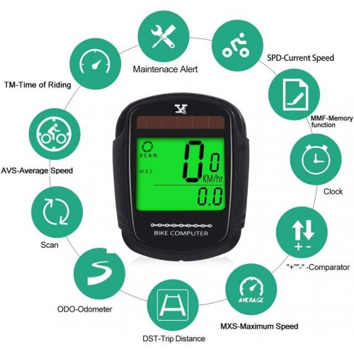  JGRZF Bike Computer Bicycle Wireless Speedometer and Odometer Waterproof Backlight with Digital LCD Display for Outdoor Cycling and Fitness Multi Function (Wireless Computer)