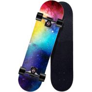 JH Professional Skateboard 31/80cm for Beginners, Children and Above Adults, Brush Street Style (Starry Sky) Four-Wheel Double Tilt Scooter