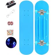 JH Four-Wheeled Flash Plastic Skateboard 28x7.5 Inch Childrens Beginners Boys Girls Students Teen Toys Double Warp Scooter (Color : C)