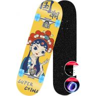 JH Skateboard, Four-Wheel Flash Skateboard 31 Inches (80cm) 4 Years Old and Above Children’s Level Youth/Adult Professional Action Type (Peking Opera Huadan) Double Tilt Scooter