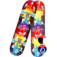 JH Skateboard Skateboard, Four-Wheel Flash Skateboard 31 Inches (80cm) 4 Years Old and Above Children’s Level Youth/Adult Professional Action Type (Phantom Color Youth) Double Tilt