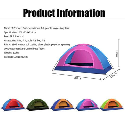  JHDUID Outdoor Easy Pop-Up Camping Wandern Angeln Neues Zelt, tragbare automatische Zelte UV-Schutz fuer Strandgarten, belueftet und haltbar,Green+Orange
