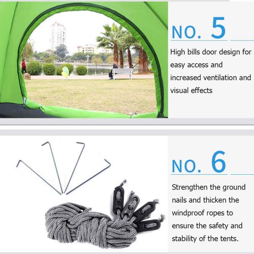  JHDUID Outdoor Easy Pop-Up Camping Wandern Angeln Neues Zelt, tragbare automatische Zelte UV-Schutz fuer Strandgarten, belueftet und haltbar,Green+Orange