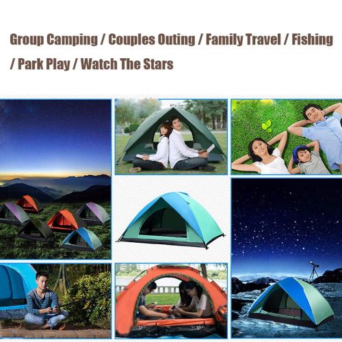  JHDUID Grosse Pop Up Campingzelt, Automatische Kuppelzelte Family Sun Zelt fuer Camping, Outdoor, Garten, Angeln, Picknick,Blue+Green