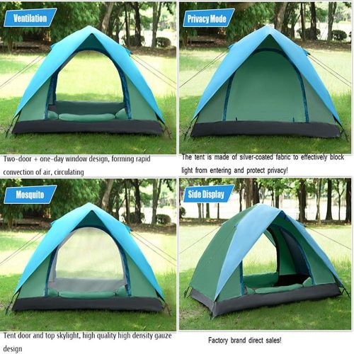  JHDUID Grosse Pop Up Campingzelt, Automatische Kuppelzelte Family Sun Zelt fuer Camping, Outdoor, Garten, Angeln, Picknick,Blue+Green