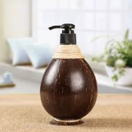 JHEY Bathroom Countertop Liquid Soap Lotion Dispenser Pump Creative Vintage Natural Coconut Shell Shower Gel Hotel Sub-Bottle (Color : Solid, Size : 1015.5cm)