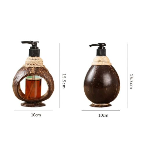  JHEY Bathroom Countertop Liquid Soap Lotion Dispenser Pump Creative Vintage Natural Coconut Shell Shower Gel Hotel Sub-Bottle (Color : Solid, Size : 1015.5cm)