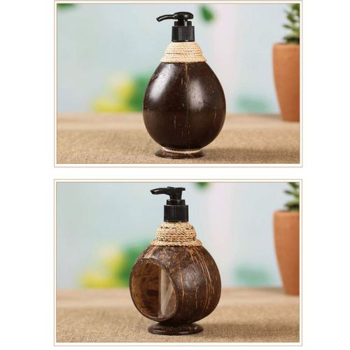  JHEY Bathroom Countertop Liquid Soap Lotion Dispenser Pump Creative Vintage Natural Coconut Shell Shower Gel Hotel Sub-Bottle (Color : Solid, Size : 1015.5cm)