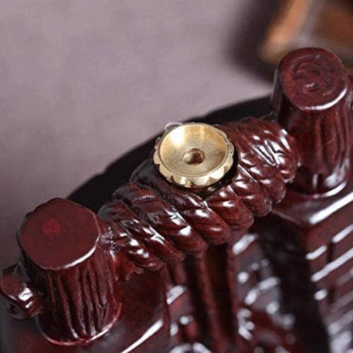  JIAHE115 Individual aromatherapy stove Incense Burner Zen Wood Carving Craft Ebony Backflow Incense Creative Personality Indoor Air Purification Ornament Ornaments (1812CM) Furniture decora