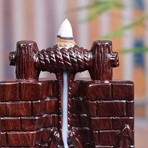  JIAHE115 Individual aromatherapy stove Incense Burner Zen Wood Carving Craft Ebony Backflow Incense Creative Personality Indoor Air Purification Ornament Ornaments (1812CM) Furniture decora