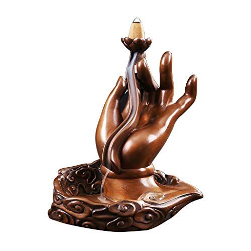  JIAHE115 Individual aromatherapy stove Waterfall Wood Bergamot Lotus Back Incense Burner Home Indoor Creative Furnace Decoration Ornaments (color: Brown, Size: 14 9 17cm) Furniture decorati