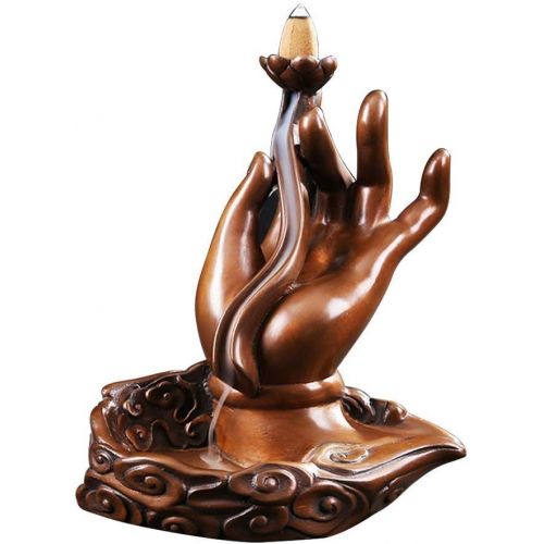  JIAHE115 Individual aromatherapy stove Waterfall Wood Bergamot Lotus Back Incense Burner Home Indoor Creative Furnace Decoration Ornaments (color: Brown, Size: 14 9 17cm) Furniture decorati