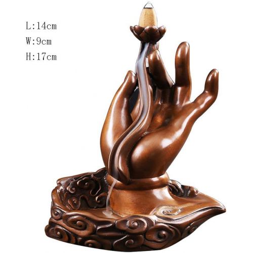  JIAHE115 Individual aromatherapy stove Waterfall Wood Bergamot Lotus Back Incense Burner Home Indoor Creative Furnace Decoration Ornaments (color: Brown, Size: 14 9 17cm) Furniture decorati