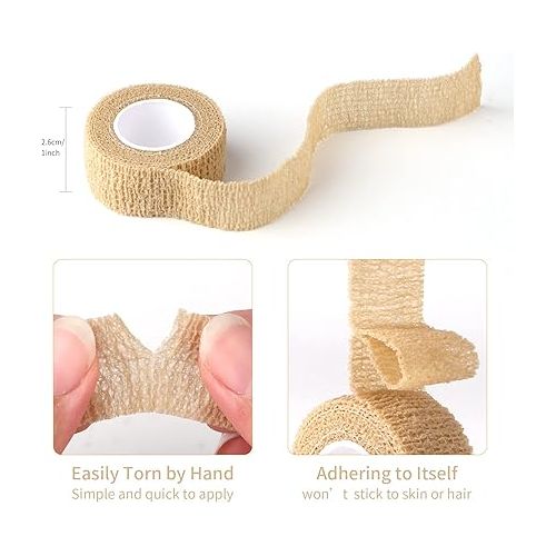  1 Inch Wide Skin Colour Elastic Self- Adhesive Bandage Finger Tape,Wrap Bandages, for Wrist and Ankle Sprains & Swelling