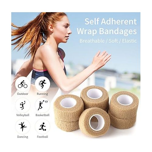  1 Inch Wide Skin Colour Elastic Self- Adhesive Bandage Finger Tape,Wrap Bandages, for Wrist and Ankle Sprains & Swelling