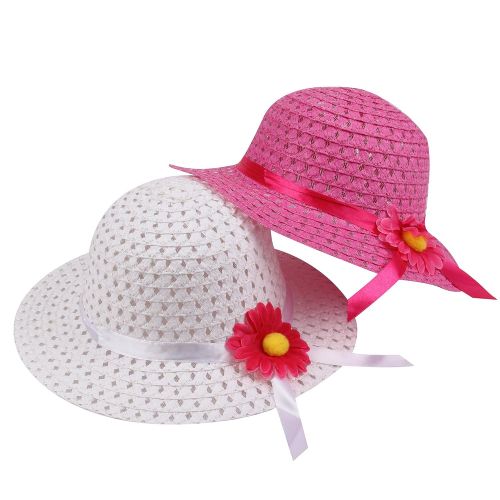  JIAKAI Girls Sunflower Straw Tea Party Hat Set (9 Pcs, Assorted Colors)