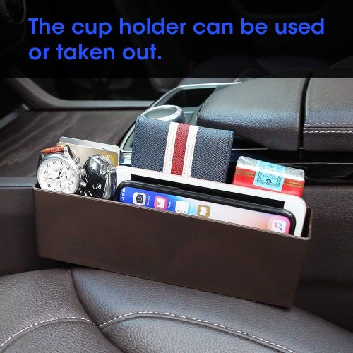  JIAKANUO Auto Car Seat Side Gap Catcher,Console Pocket Organizer,Car Seat Gap Filler, Card Cup Holder Easy Mount (Black)