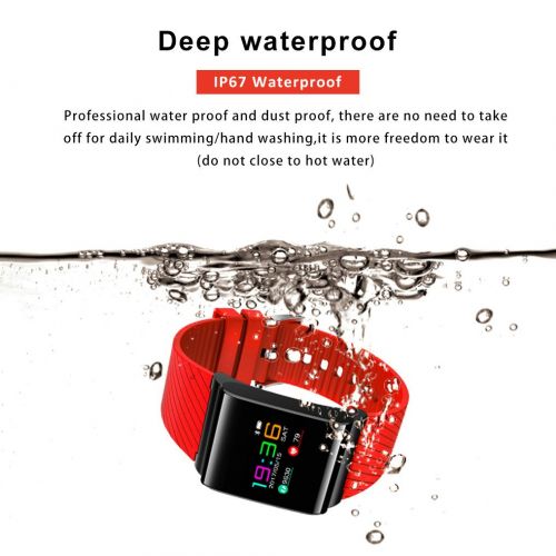  Smart Fitness Tracker,JIAMEIYI X9 Blood Pressure Oxygen Monitor Hear Real-Time Heart Rate Monitor IP67 Waterproof Color Display for IOS and Android (red)