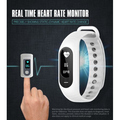  JIANGJIE Smart Wristbands, Smart Band Heart Rate Tracker Fitness Band Smart Band IP67 Waterproof Blood Pressure Monitor for iOS Android