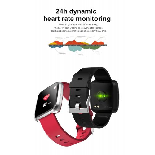  JIANGJIE Smart Watch, Fitness Tracker with Heart Rate Blood Pressure Detection Sleep Monitoring Calorie Smart Reminder IP67 Waterproof